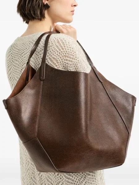 Reversibil geantă shopper Brunello Cucinelli maro