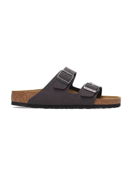 Birkenstock papuci Arizona Birkibuc femei imitație de piele nubuc maro gri