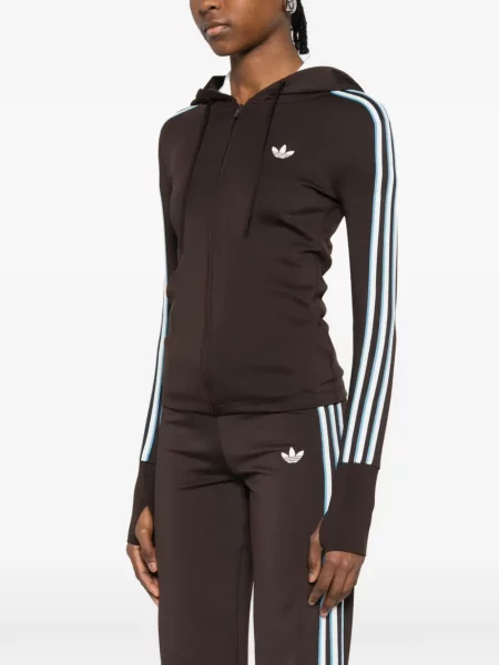 Prugasta trčanje bočna pruga majica s kapuljačom Adidas crna