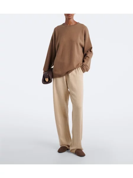 Pantaloni Extreme Cashmere din cașmir bej