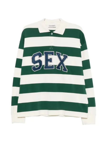 Tricou polo Carne Bollente cu dungi verde