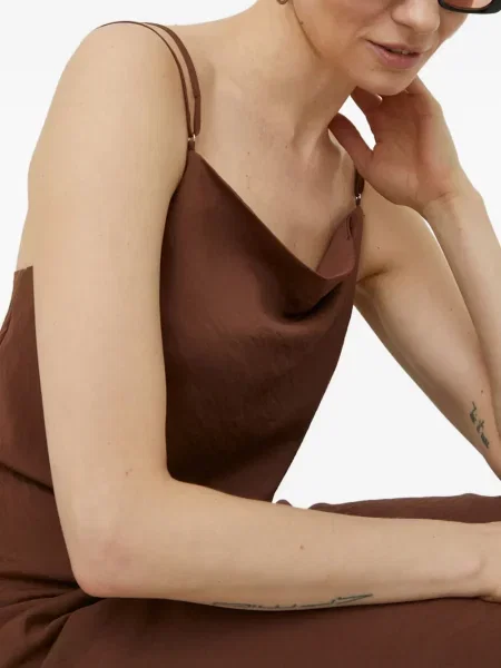 Rochie midi Samsøe Samsøe până la genunchi de costum maro
