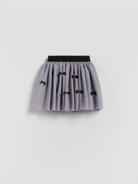 Reserved Тюлева спідниця з бантиками темно-сірий сіра