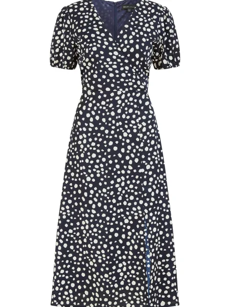 Mela London Rochie bleumarin alb