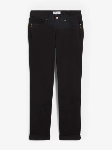 Jeansy ze stretchem straight high waist czarne