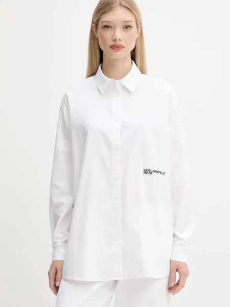 Karl Lagerfeld Jeans cămașă din cu guler clasic relaxed alb