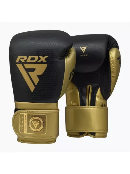 Rękawice bokserskie RDX L2 Mark Pro Sparring Boxing Hook & Loop golden czarne