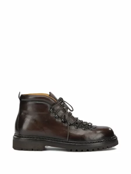 Botine Officine Creative cu șireturi din piele maro