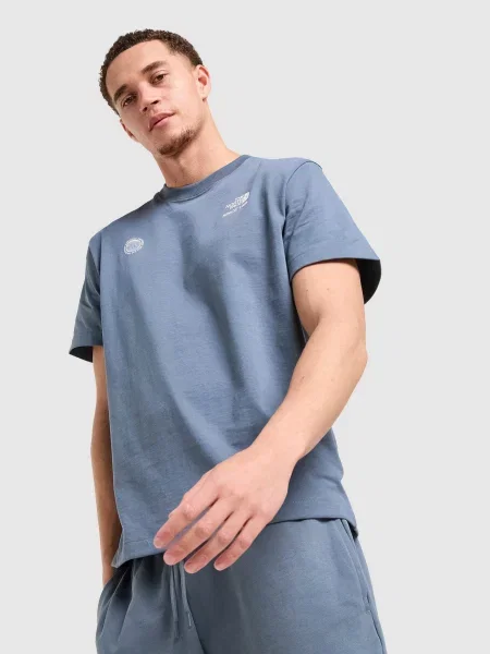 The North Face T-Shirt M Wording Fonts Relaxed Ss niebieska