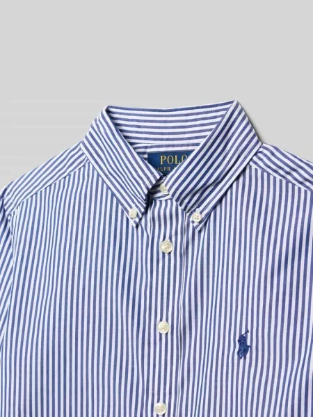 Koszula Polo Ralph Lauren w paski popelinowa niebieska