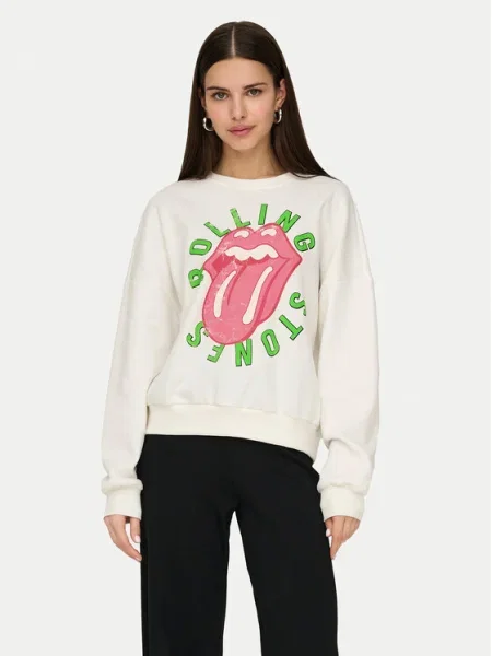 ONLY Mikina Rolling Stones biela