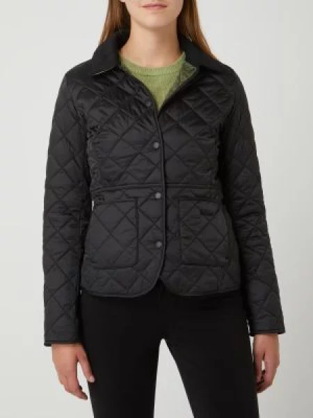 Pikowana kurtka ze sztruksowym kołnierzem model ‘Deveron’ Barbour czarna