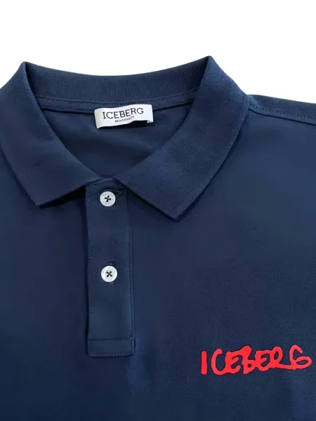 Haftowana koszulka polo Iceberg niebieska