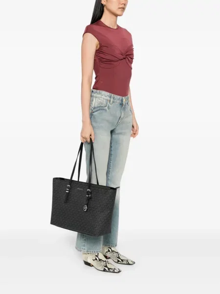 Geantă shopper Michael Kors cu autograf negru