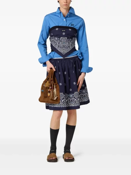 Fustă Miu Miu din poplin albastru