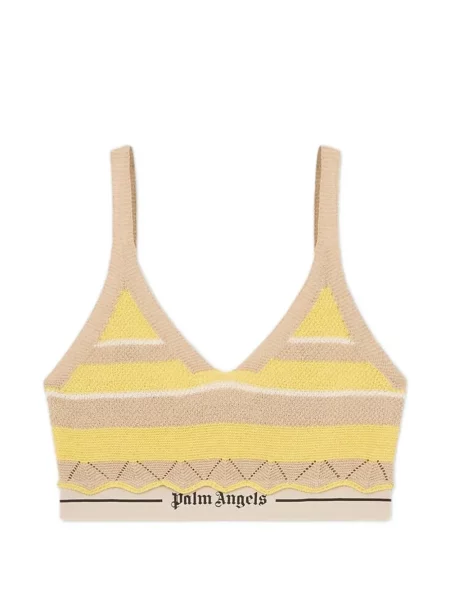 Top Palm Angels cu dungi tricotate cu autograf galben