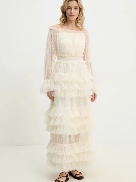 Answear Lab rochie maxi evazati bej