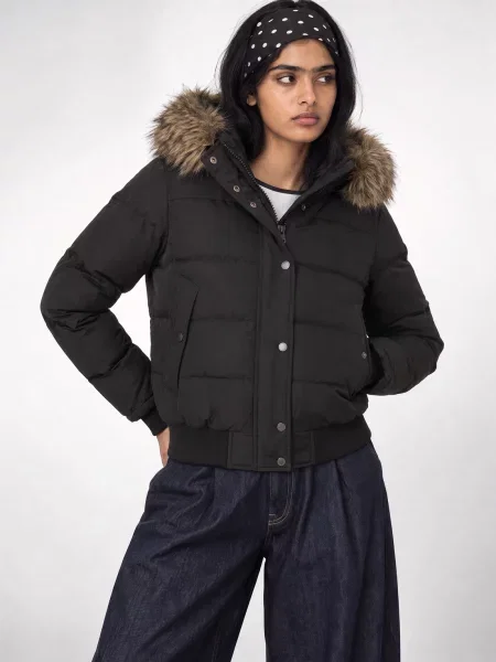 Geacă bomber Superdry cu glugă negru