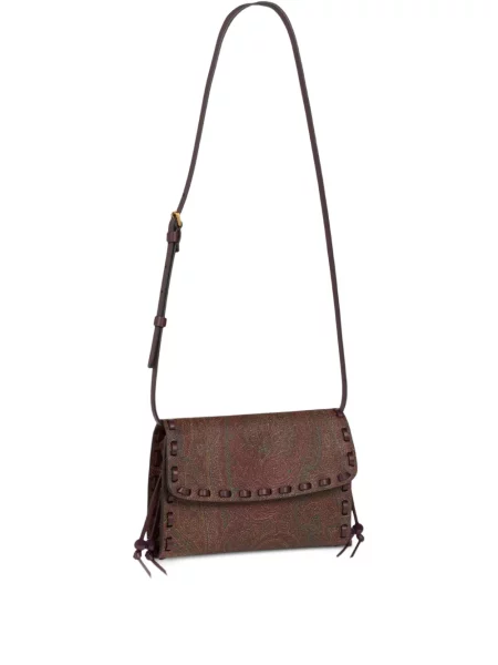 Geantă plic Etro cu model paisley maro