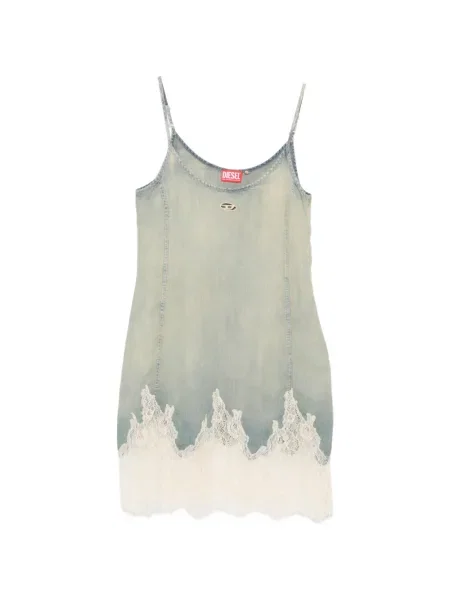 Mała sukienka mini Diesel koronkowa garniturowa niebieska