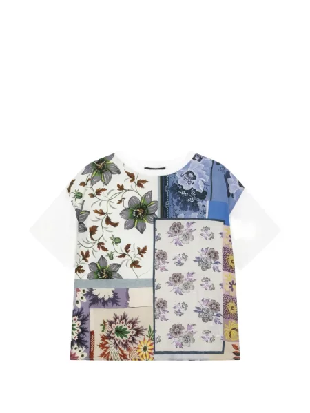 Tricou Weekend Max Mara cu model floral cu imagine alb