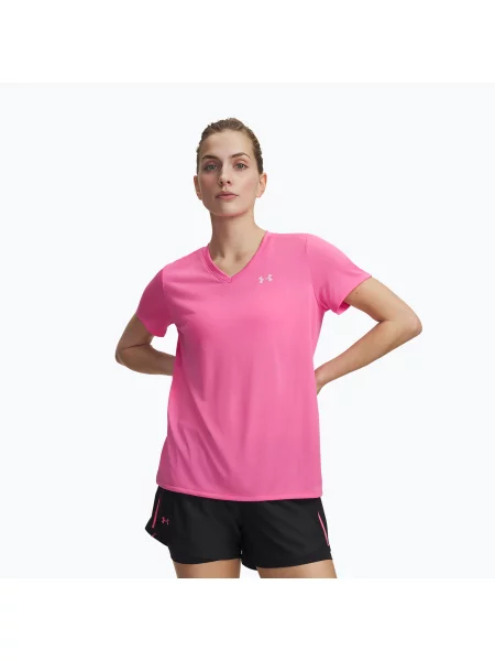 Tricou de antrenament pentru femei Under Armour Tech SSV Solid pink frenzy/prime pink roz