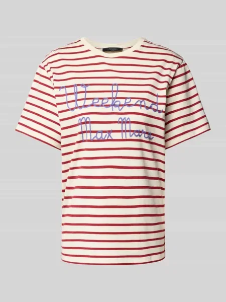 T-shirt z okrągłym dekoltem model ‘CABINA’ Weekend Max Mara czerwona
