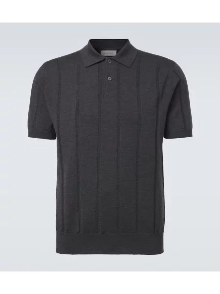 Tricou polo Canali de lână gri