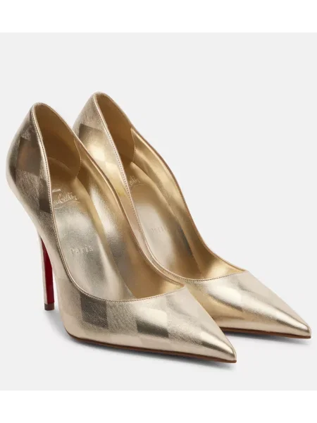 Pantofi cu toc Christian Louboutin din piele auriu