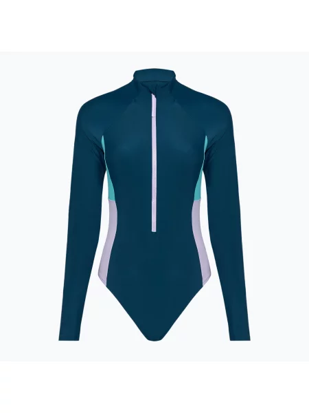 Speedo дамски бански костюм от една част Zip Colorblock dark teal синьо