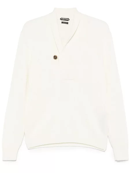 Пуловер Tom Ford с шал яка бяло