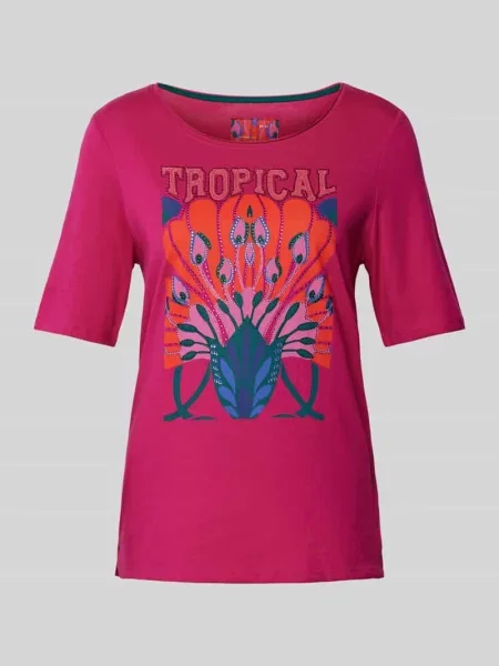 T-shirt z obszyciem z kamieni stras Oui