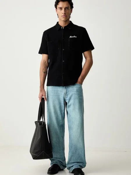 Guess Jeans cămașă pentru bărbați cu negru