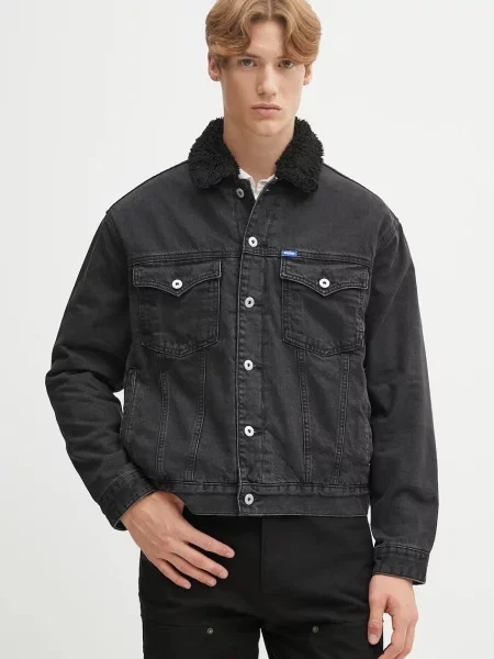 Džínová bunda Hugo Blue přechodná černá