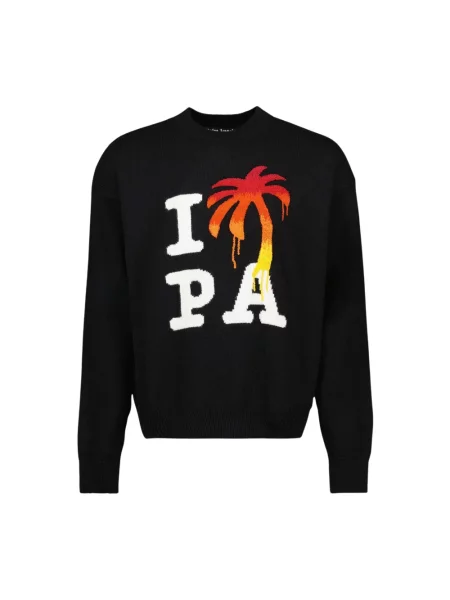 Dzianinowy sweter Palm Angels z długim rękawem czarny