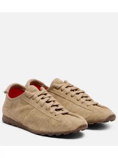 Sneakerși Jacquemus din piele de căprioară tenis bej