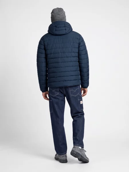 Geacă Superdry cu glugă albastru