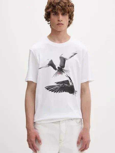 HUGO Tricou Dirunn alb