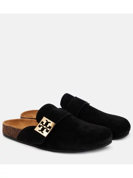 Papuci tip mules Tory Burch din piele de căprioară negru