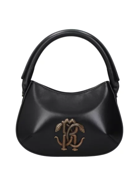 Torebka Roberto Cavalli skórzana z logo czarna