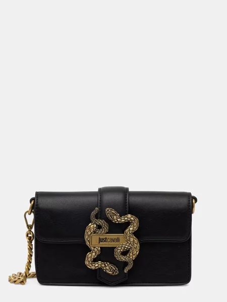 Pisemska torbica Just Cavalli iz umetnega usnja črna
