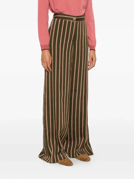 Pantaloni Momoni de in cu dungi verde