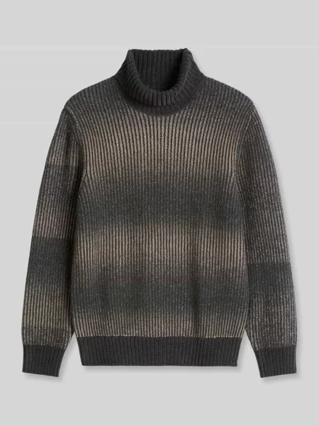 Sweter z golfem z mieszanki wełny i bawełny Marc O'polo beżowy