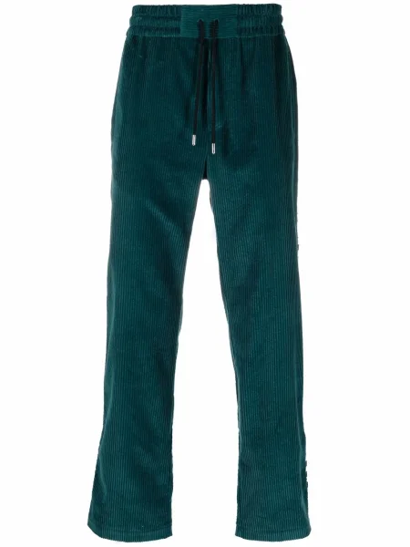 Pantaloni Just Don de catifea cord cu dungi verde