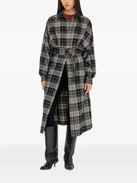 Cu centură rochie midi Diesel de flanelă negru