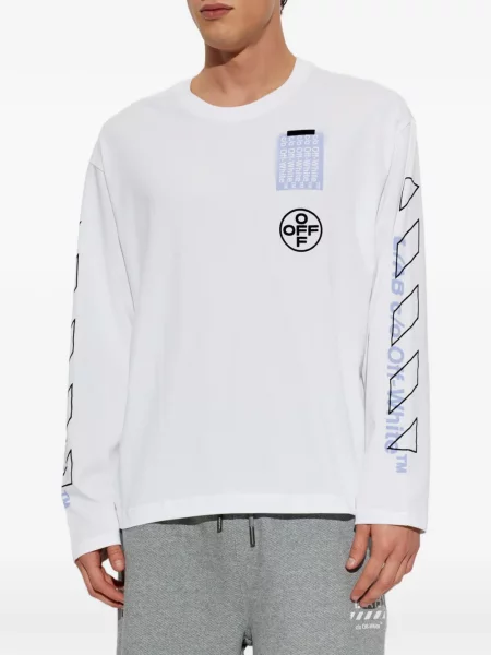 Lung tricou L/ab C/o Off-white cu imagine alb
