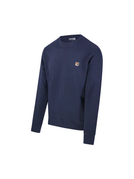 Maison Kitsuné bluza Fox Head Patch Regular Sweatshirt granatowy gładka niebieska