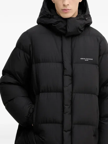 Palton Armani Exchange cu glugă negru