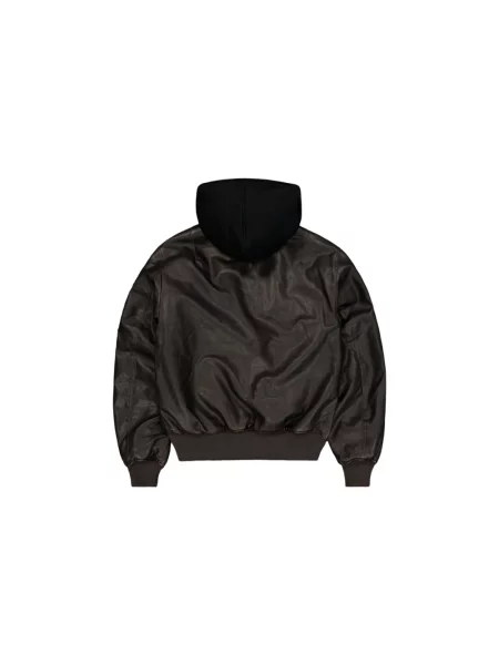 Bomberka z materiału skóropodobnego z detalami z logo Alpha Industries brązowa