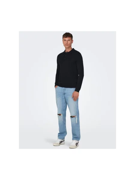 Koszulka polo Only & Sons z długim rękawem niebieska